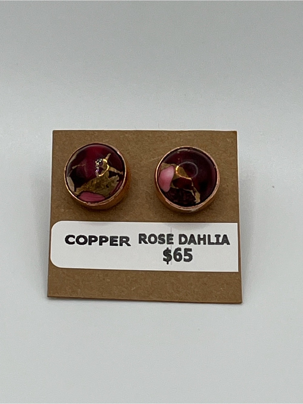 Copper And Sterling Silver Rose Dahlia Stud Earrings